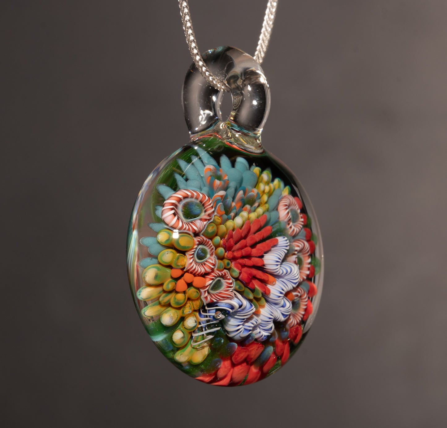 High End Coral Reef Glass Pendant | Ocean Art Necklace | Handmade Glass Jewelry