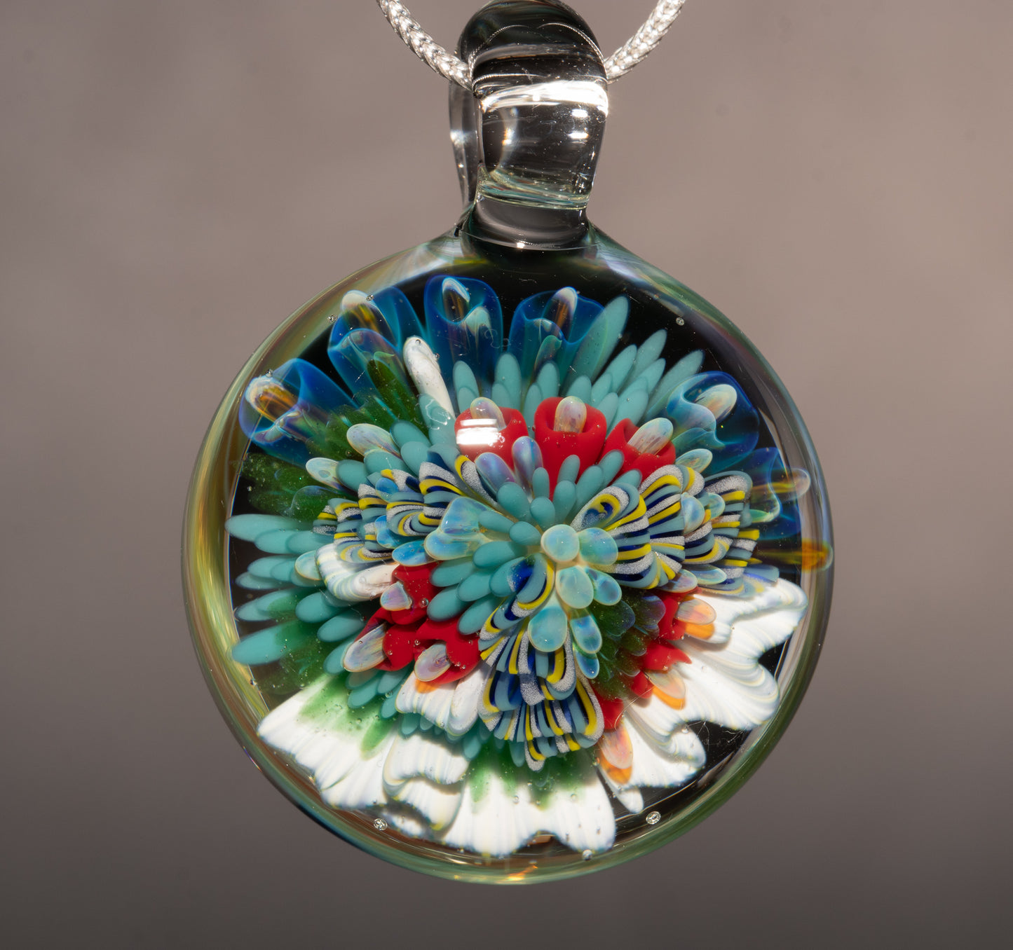 Handblown Coral Reef Glass Art Pendant | Ocean Jewelry Necklace | One of a Kind Piece