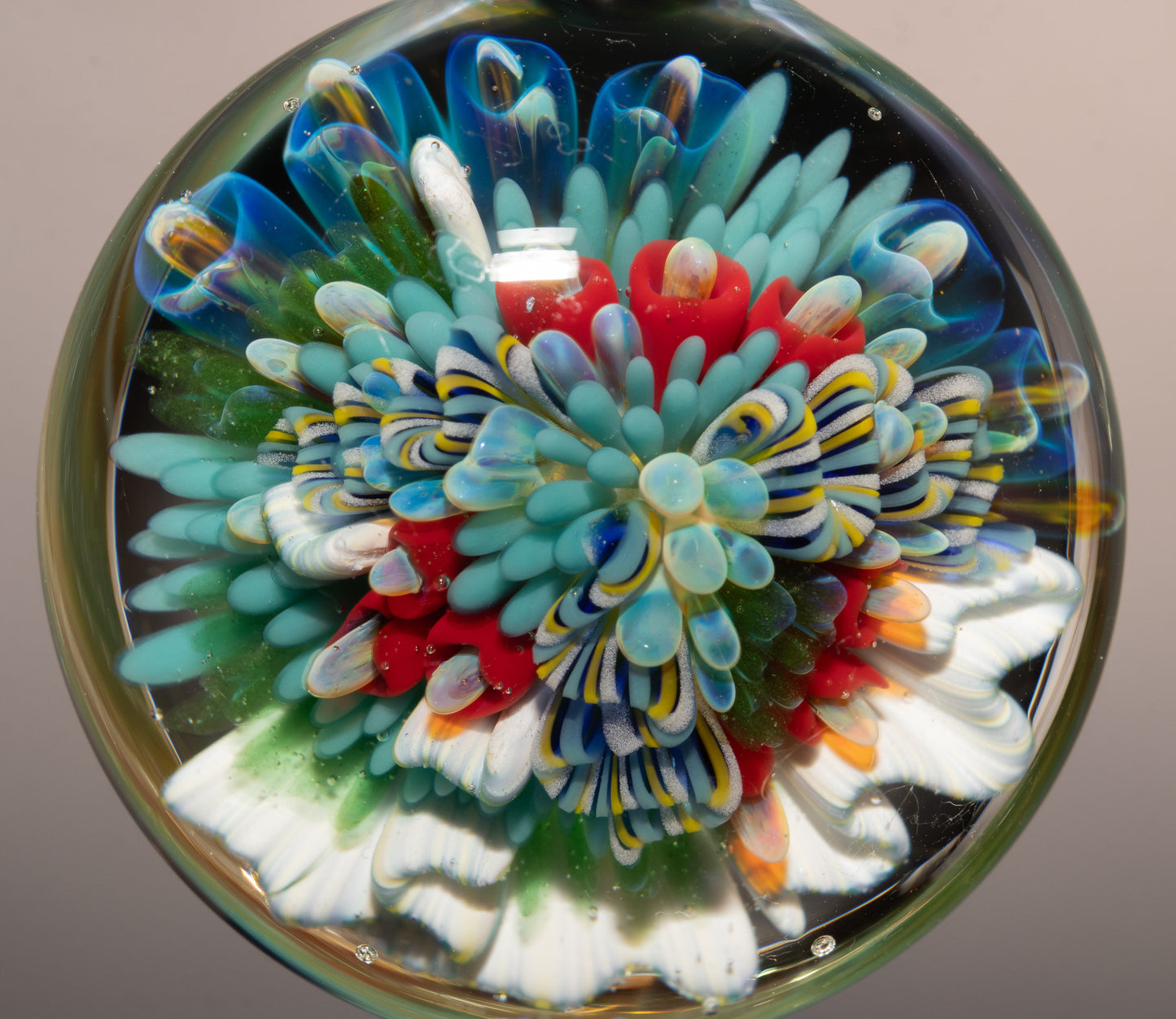 Handblown Coral Reef Glass Art Pendant | Ocean Jewelry Necklace | One of a Kind Piece