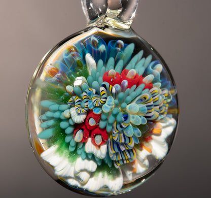 Handblown Coral Reef Glass Art Pendant | Ocean Jewelry Necklace | One of a Kind Piece