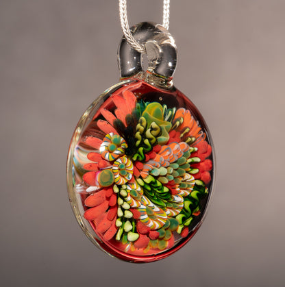 Sea Life Coral Reef Glass Necklace | Ocean Pendant Jewelry | Underwater Theme