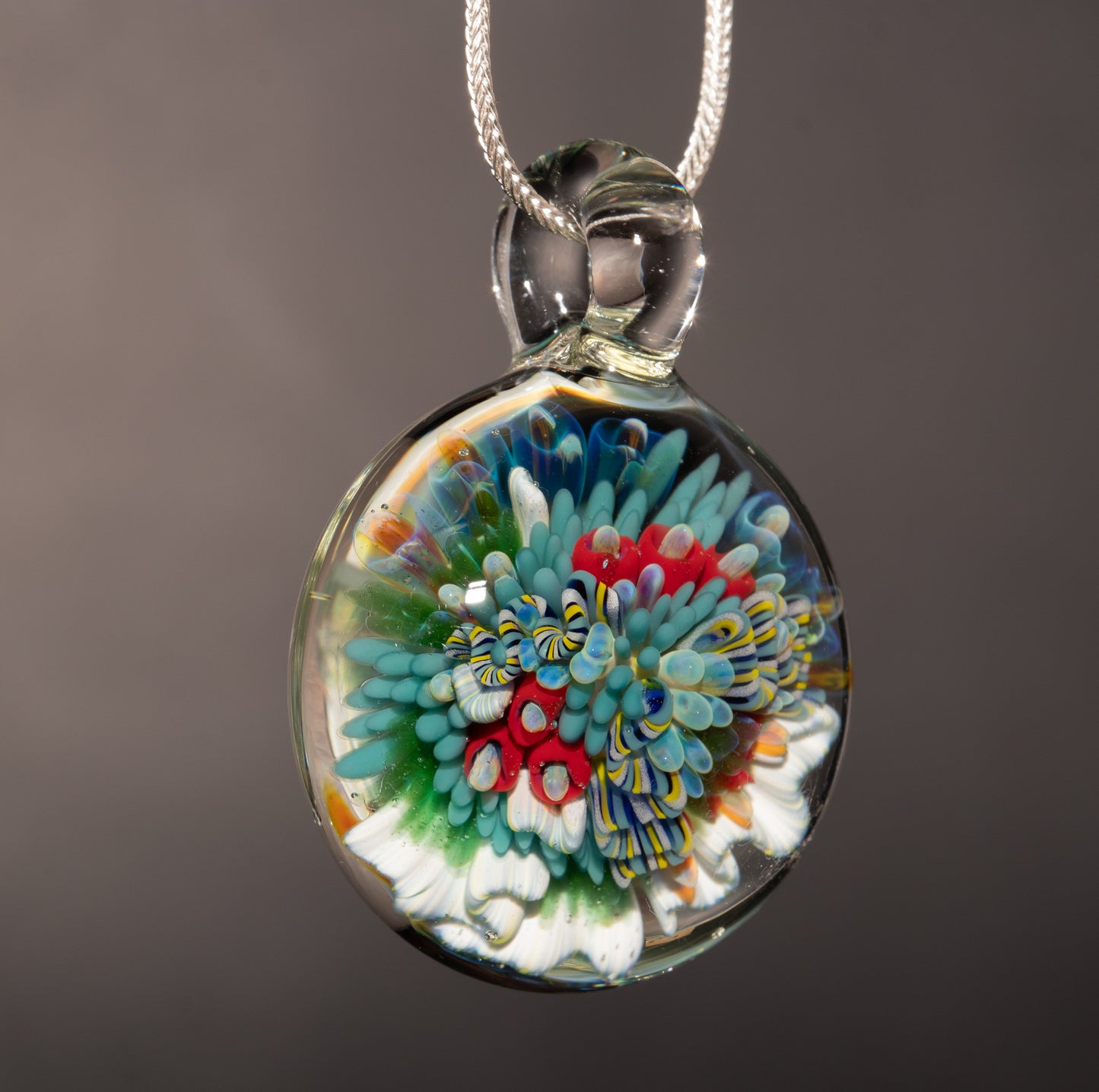 Handblown Coral Reef Glass Art Pendant | Ocean Jewelry Necklace | One of a Kind Piece