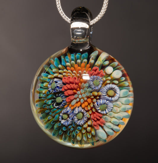 Beachy Coral Reef Glass Necklace | Ocean Jewelry Pendant | Summer Coastal Style