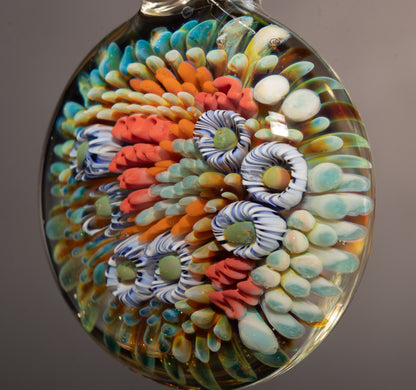 Beachy Coral Reef Glass Necklace | Ocean Jewelry Pendant | Summer Coastal Style