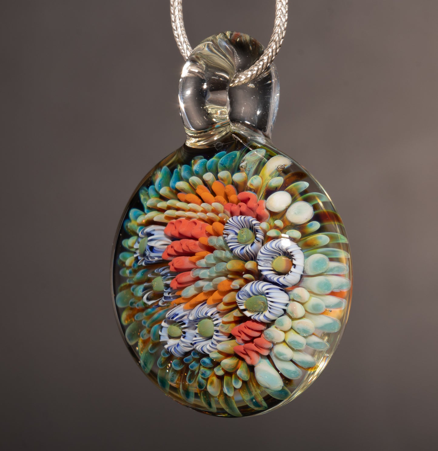 Beachy Coral Reef Glass Necklace | Ocean Jewelry Pendant | Summer Coastal Style