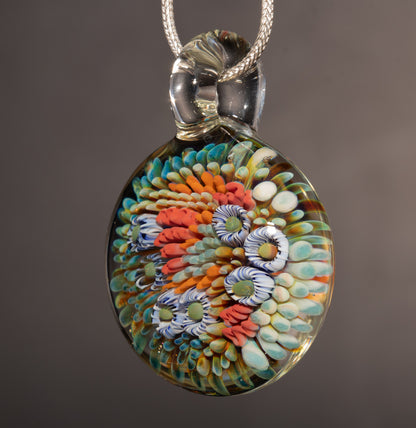 Beachy Coral Reef Glass Necklace | Ocean Jewelry Pendant | Summer Coastal Style