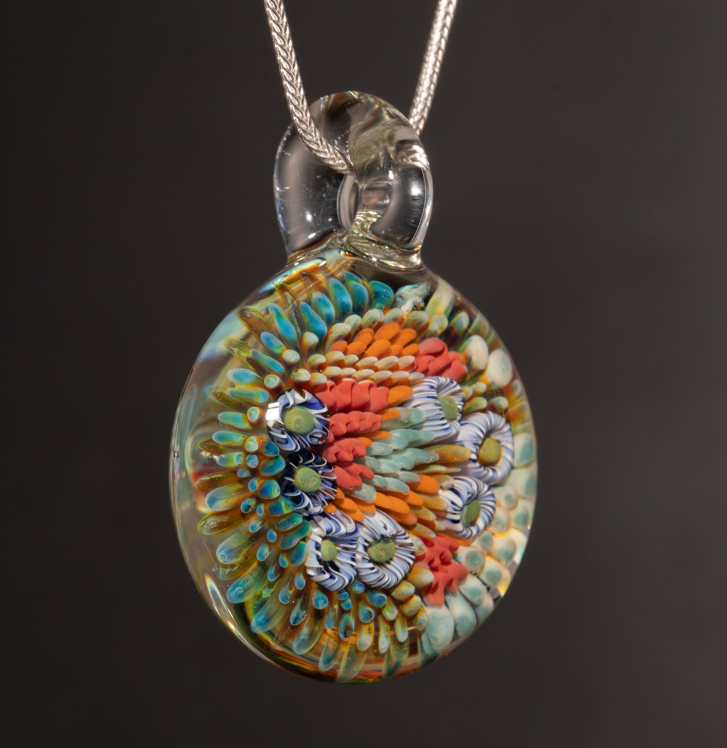 Beachy Coral Reef Glass Necklace | Ocean Jewelry Pendant | Summer Coastal Style