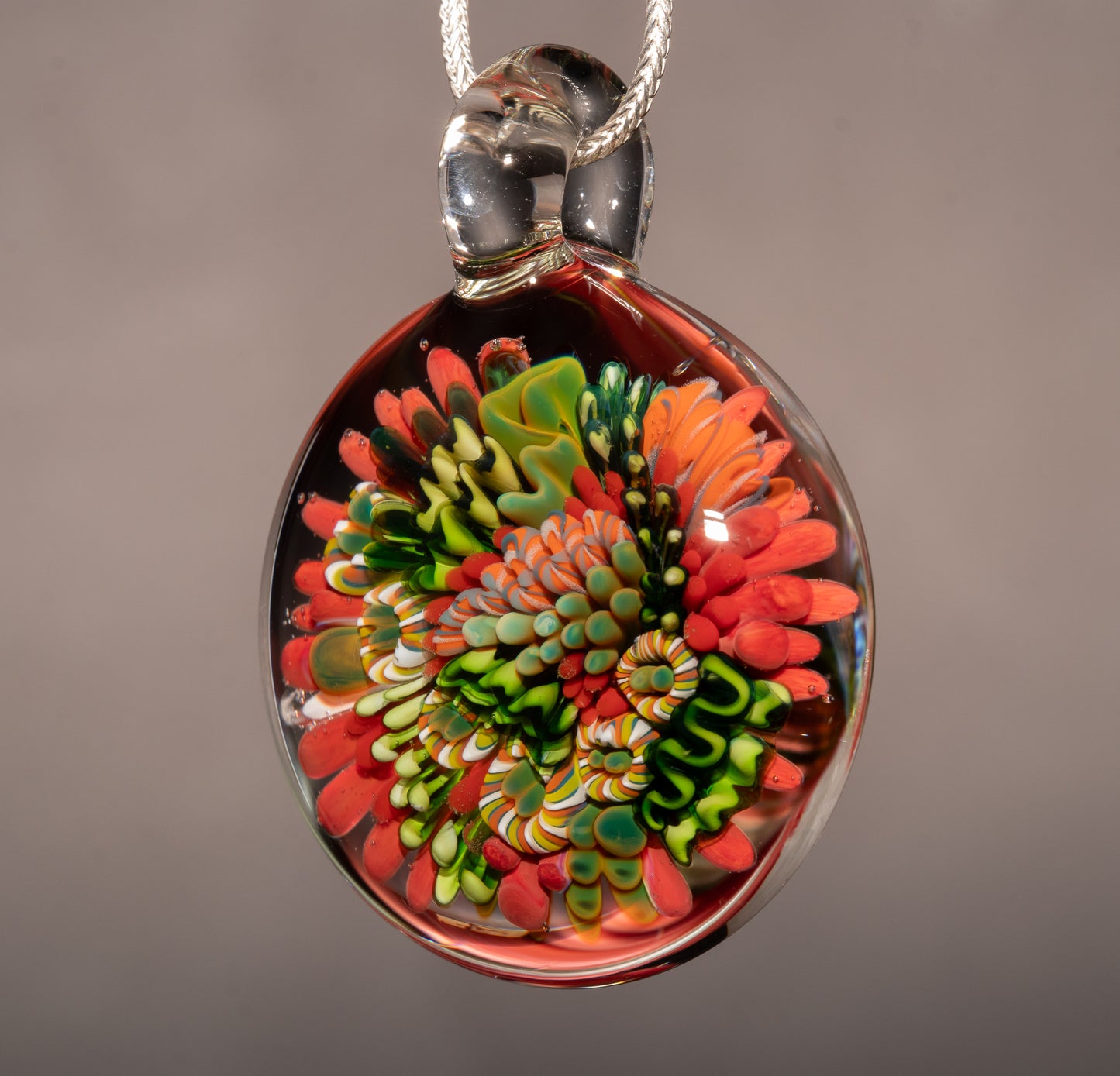 Sea Life Coral Reef Glass Necklace | Ocean Pendant Jewelry | Underwater Theme