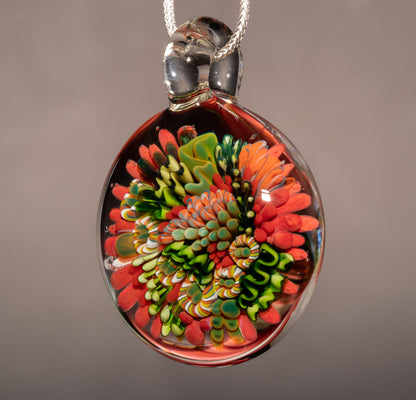 Sea Life Coral Reef Glass Necklace | Ocean Pendant Jewelry | Underwater Theme