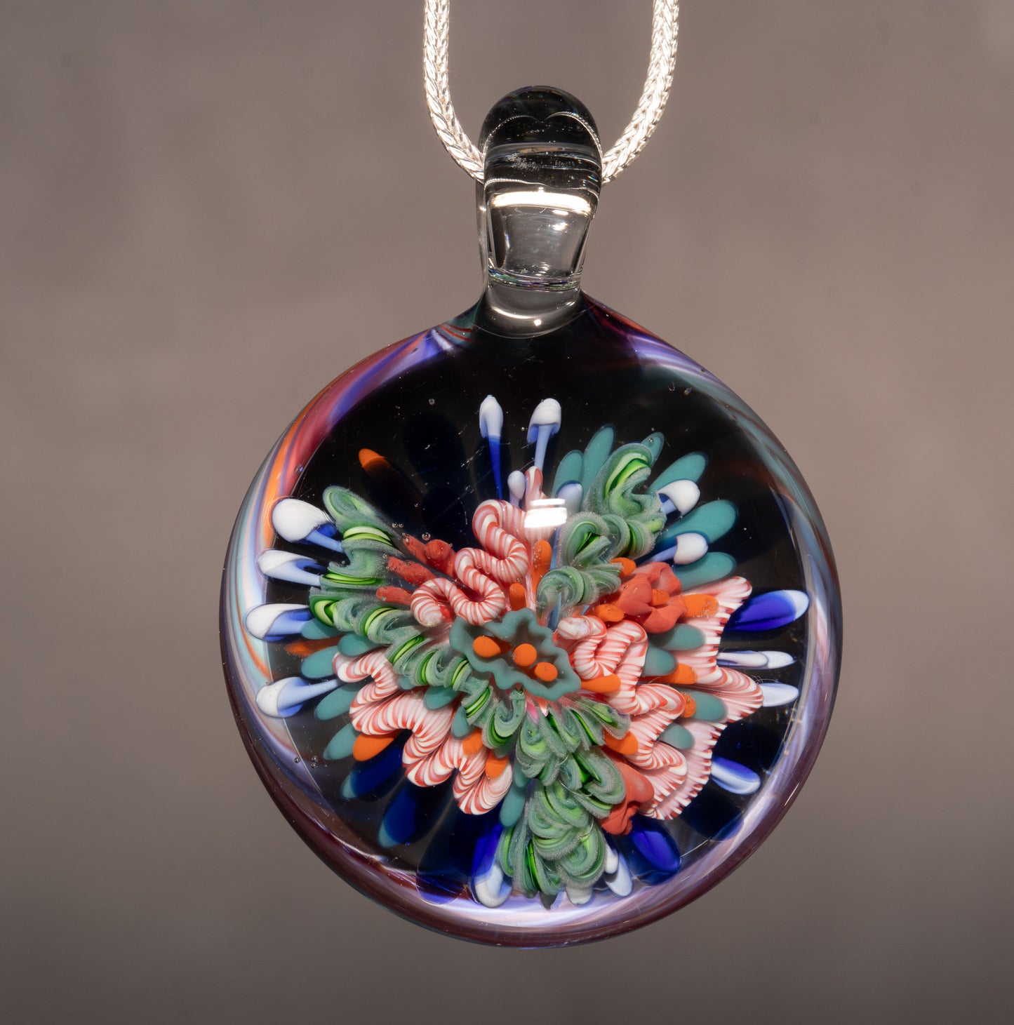 Coastal Coral Reef Glass Necklace | Ocean Inspired Pendant | Beachy Jewelry Style