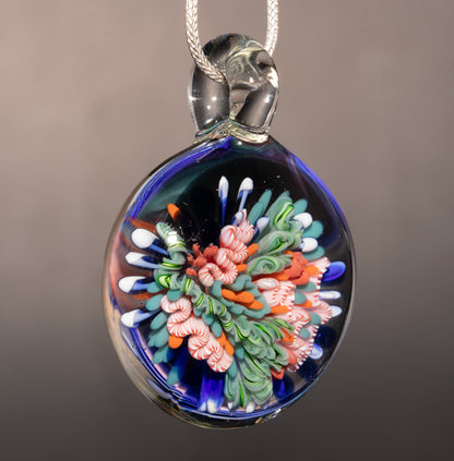 Coastal Coral Reef Glass Necklace | Ocean Inspired Pendant | Beachy Jewelry Style