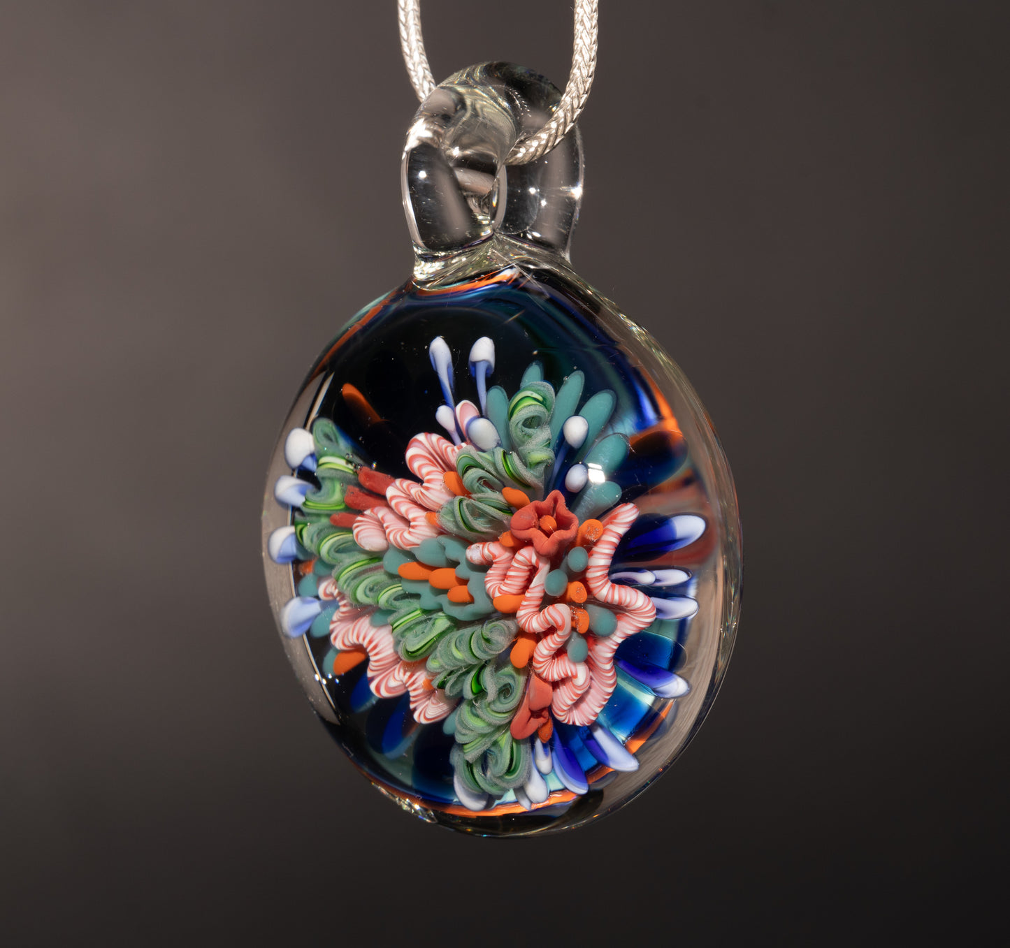 Coastal Coral Reef Glass Necklace | Ocean Inspired Pendant | Beachy Jewelry Style