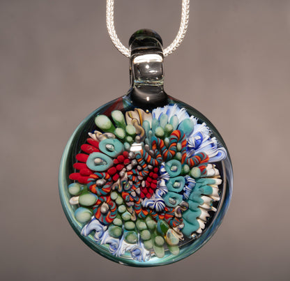 Vibrant Coral Reef Glass Pendant | Ocean Jewelry Necklace | Sea Creature Inspired
