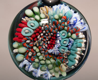 Vibrant Coral Reef Glass Pendant | Ocean Jewelry Necklace | Sea Creature Inspired