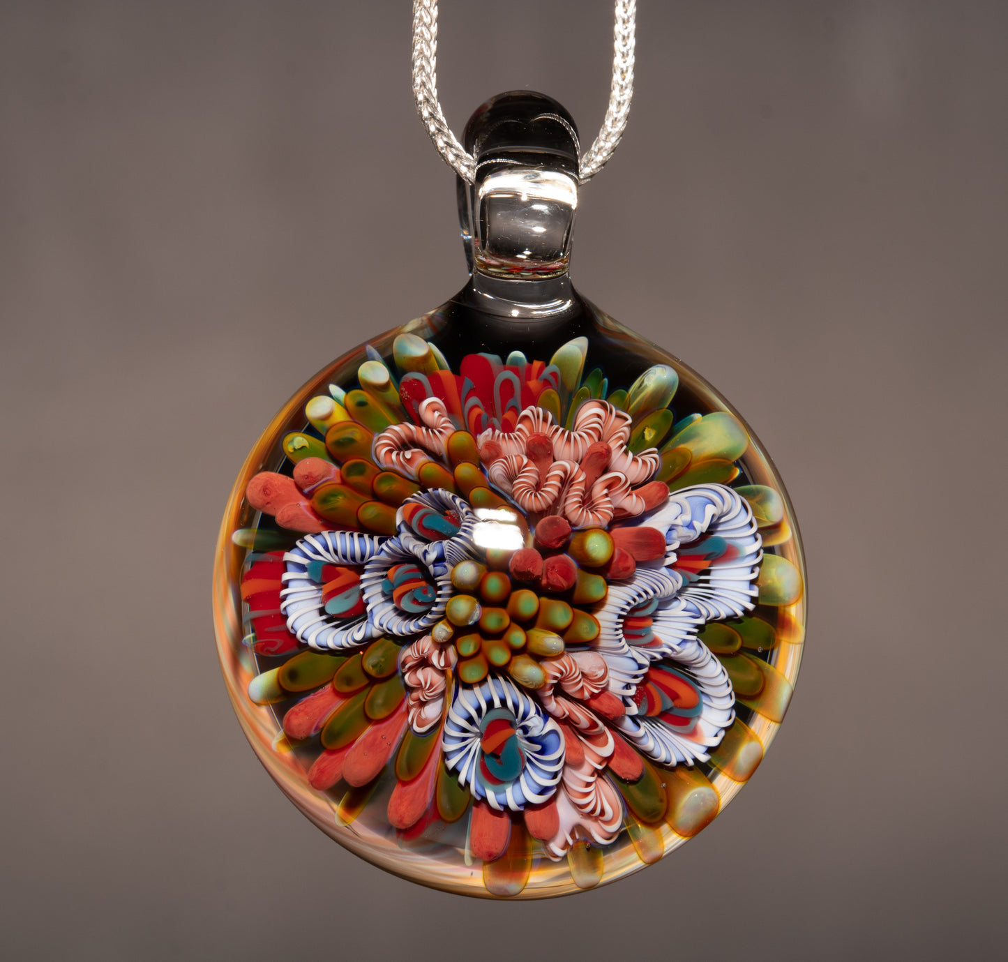 Coral Reef Necklace Glass Pendant | Gift for Girlfriend | Beach Jewelry Present