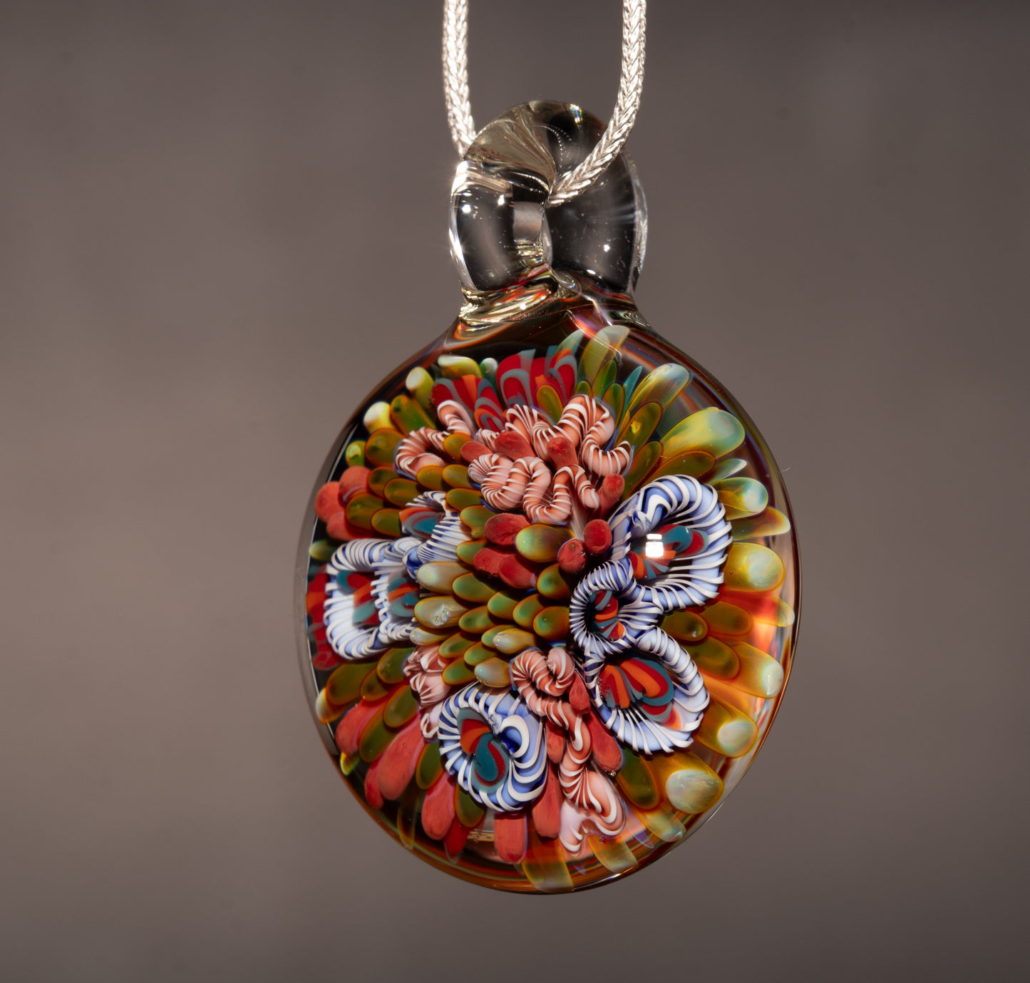 Coral Reef Necklace Glass Pendant | Gift for Girlfriend | Beach Jewelry Present