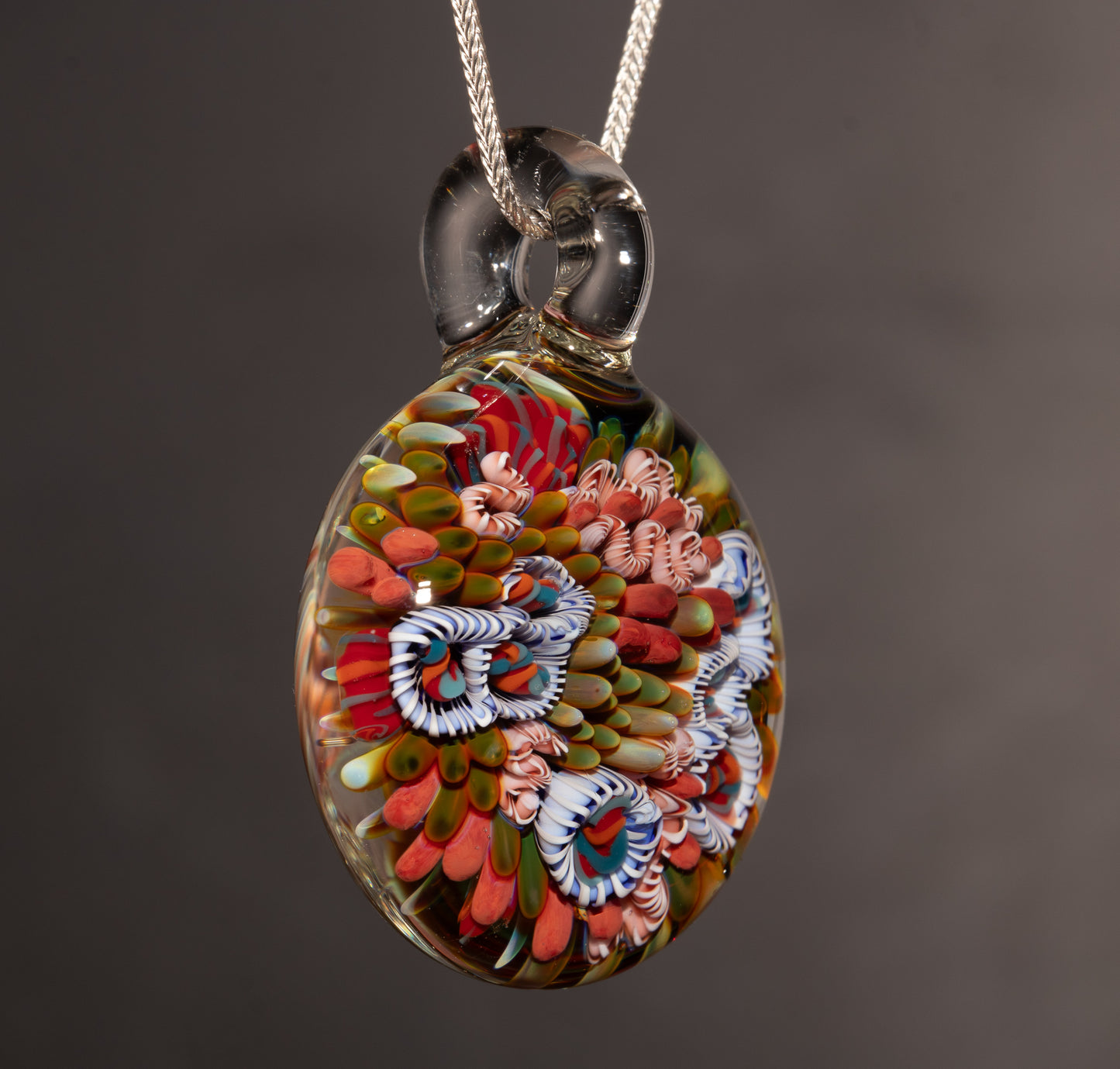 Coral Reef Necklace Glass Pendant | Gift for Girlfriend | Beach Jewelry Present