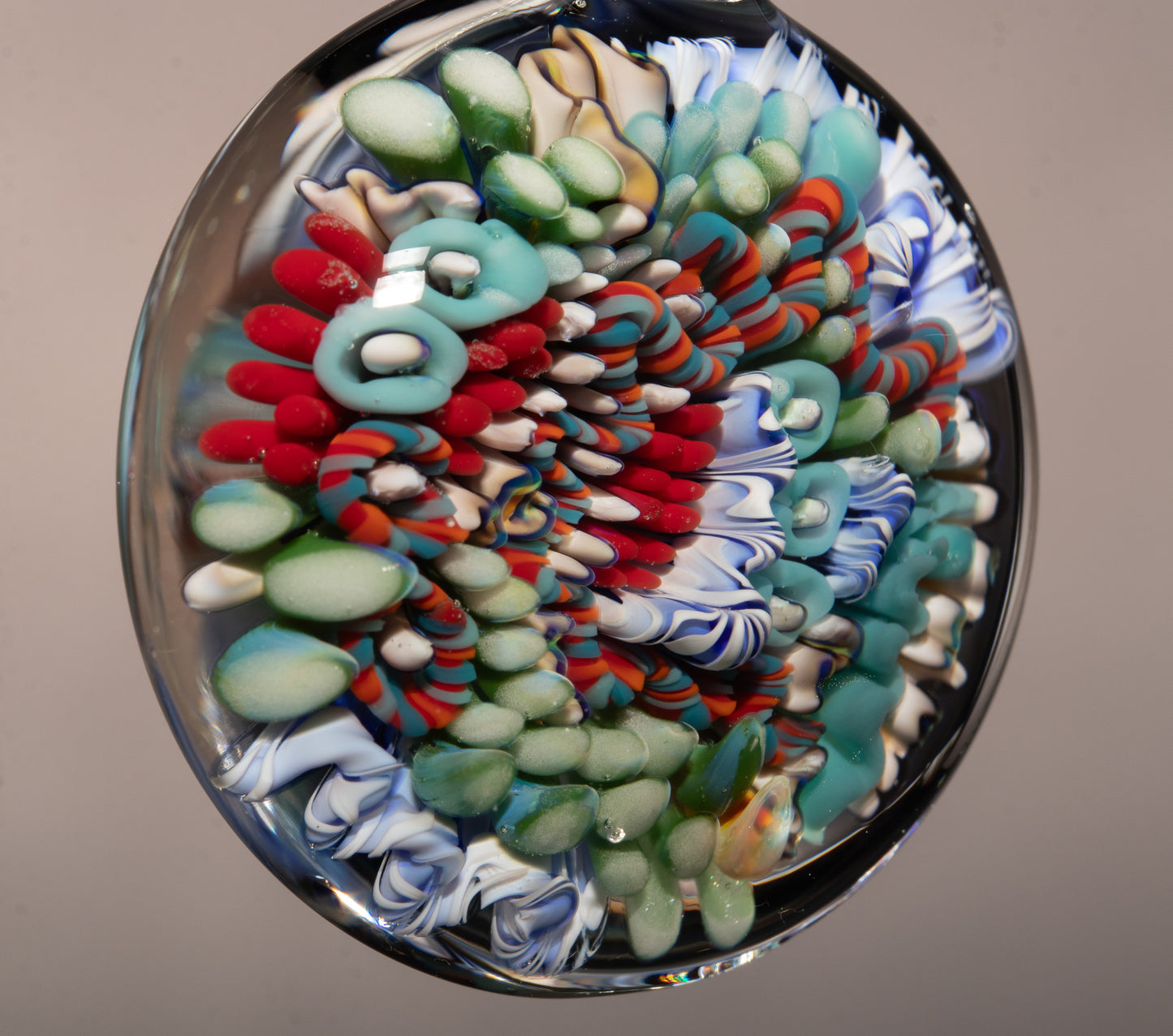 Vibrant Coral Reef Glass Pendant | Ocean Jewelry Necklace | Sea Creature Inspired