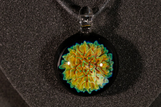 Handmade Dahlia Glass Jewelry | Glass Art Pendant Necklace | One-of-a-Kind Piece