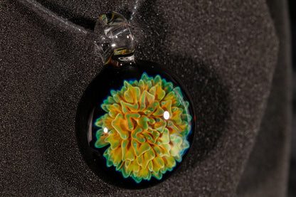 Handmade Dahlia Glass Jewelry | Glass Art Pendant Necklace | One-of-a-Kind Piece
