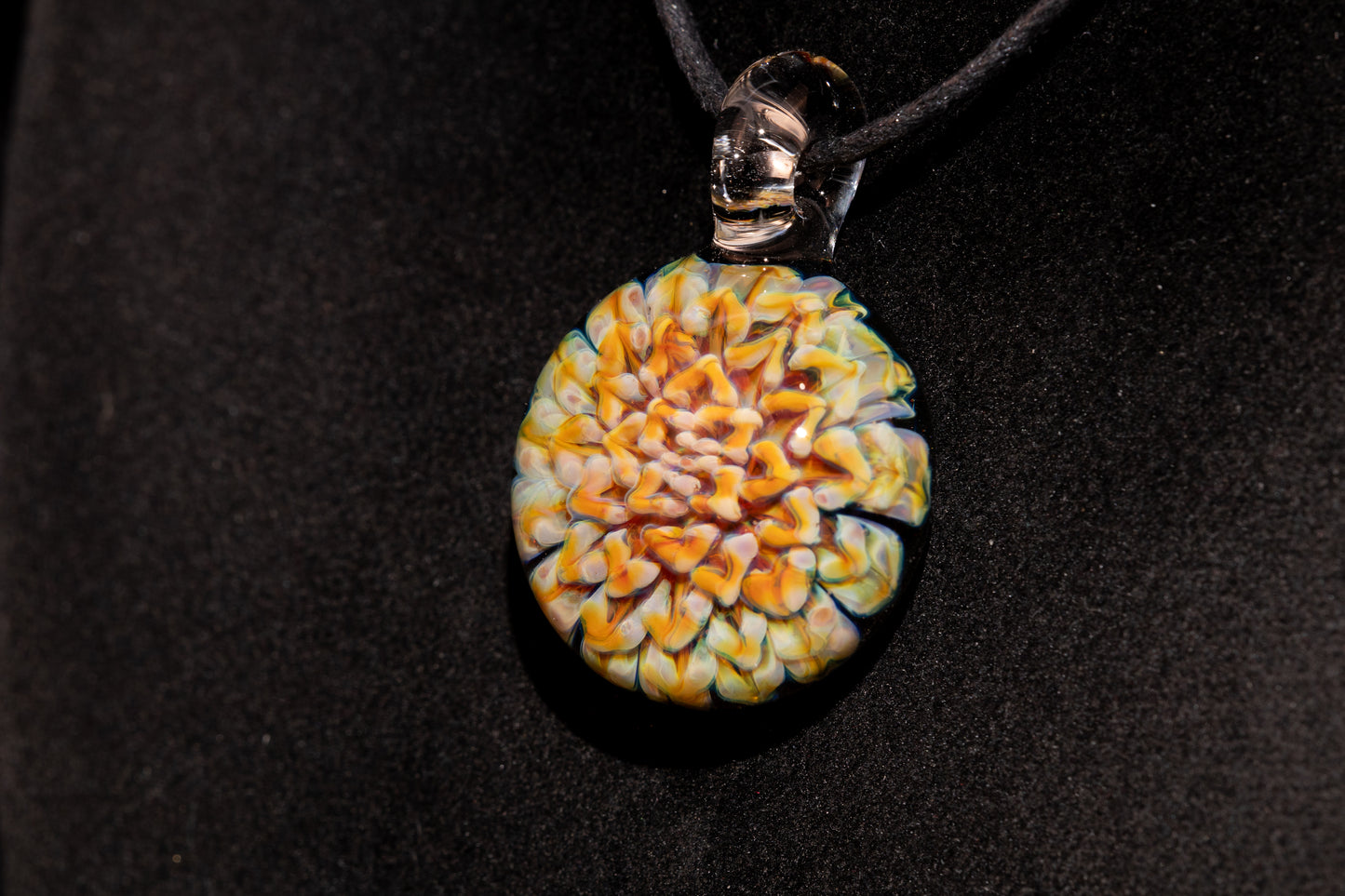 Dahlia Flower Glass Pendant Handmade Necklace Artisan Jewelry Collector Art Gift