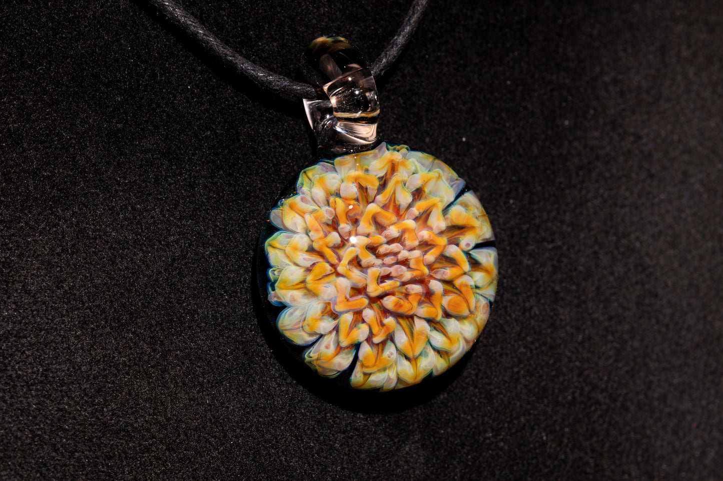 Dahlia Flower Glass Pendant Handmade Necklace Artisan Jewelry Collector Art Gift