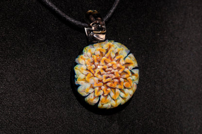 Dahlia Flower Glass Pendant Handmade Necklace Artisan Jewelry Collector Art Gift