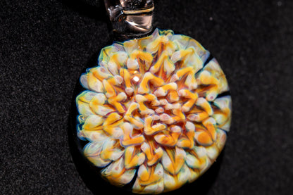 Dahlia Flower Glass Pendant Handmade Necklace Artisan Jewelry Collector Art Gift
