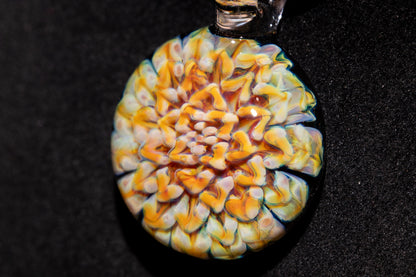 Dahlia Flower Glass Pendant Handmade Necklace Artisan Jewelry Collector Art Gift