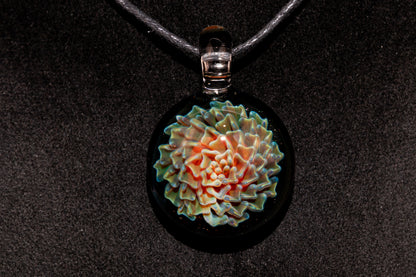 Dahlia Flower Glass Pendant Handmade Necklace Artisan Jewelry Collector Art Gift