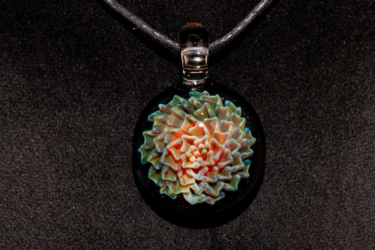 Dahlia Flower Glass Pendant Handmade Necklace Artisan Jewelry Collector Art Gift
