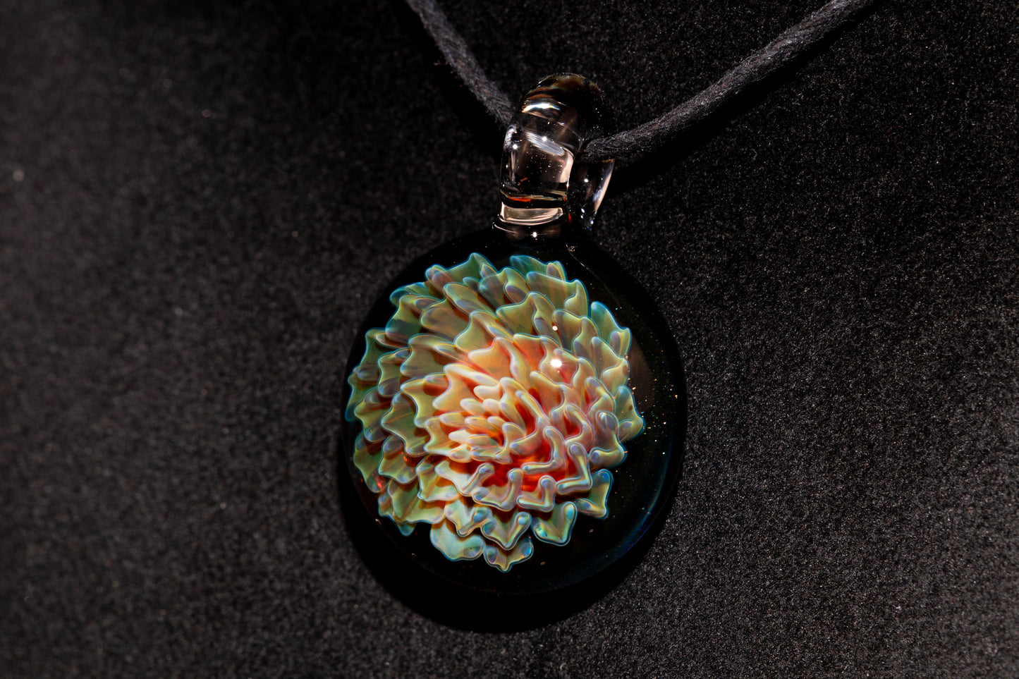 Dahlia Flower Glass Pendant Handmade Necklace Artisan Jewelry Collector Art Gift