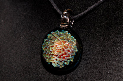 Dahlia Flower Glass Pendant Handmade Necklace Artisan Jewelry Collector Art Gift