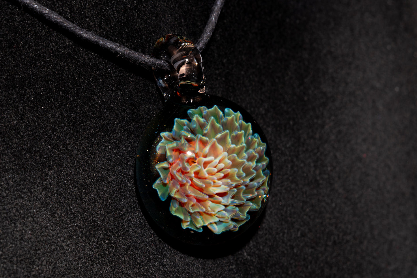 Dahlia Flower Glass Pendant Handmade Necklace Artisan Jewelry Collector Art Gift