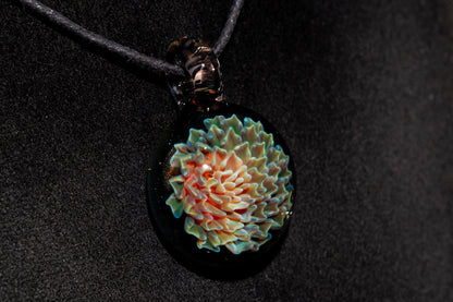 Dahlia Flower Glass Pendant Handmade Necklace Artisan Jewelry Collector Art Gift