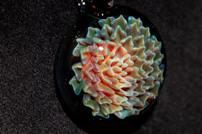 Dahlia Flower Glass Pendant Handmade Necklace Artisan Jewelry Collector Art Gift