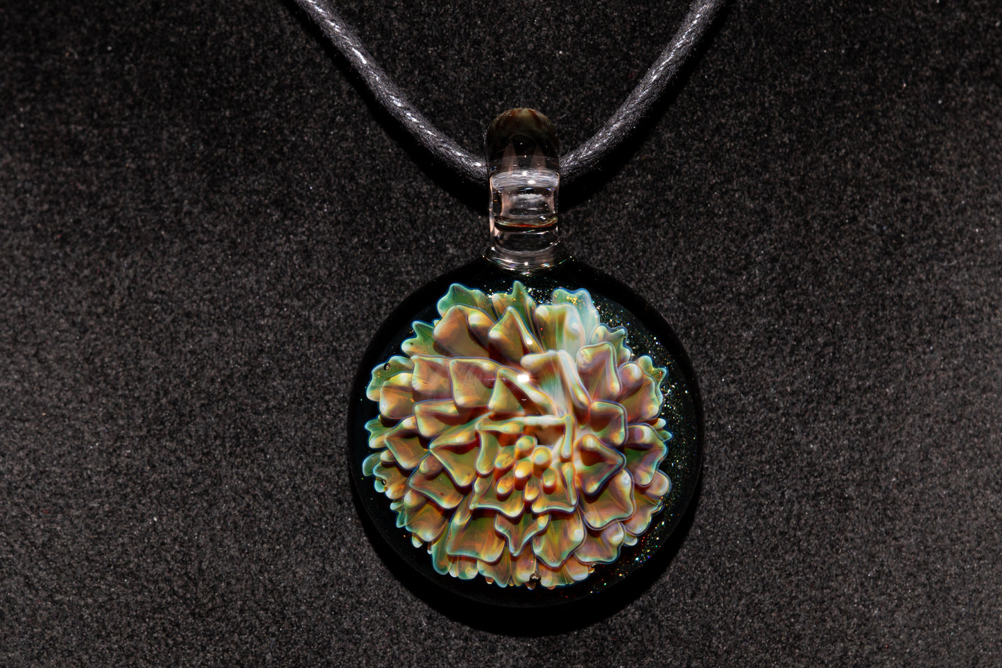 Dahlia Glass Art Pendant | Handcrafted Necklace Jewelry | Heady Glass Collectible