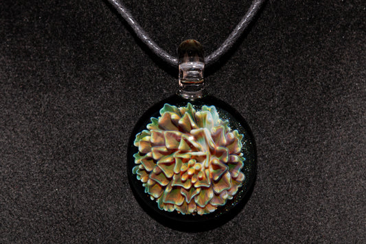 Dahlia Glass Art Pendant | Handcrafted Necklace Jewelry | Heady Glass Collectible
