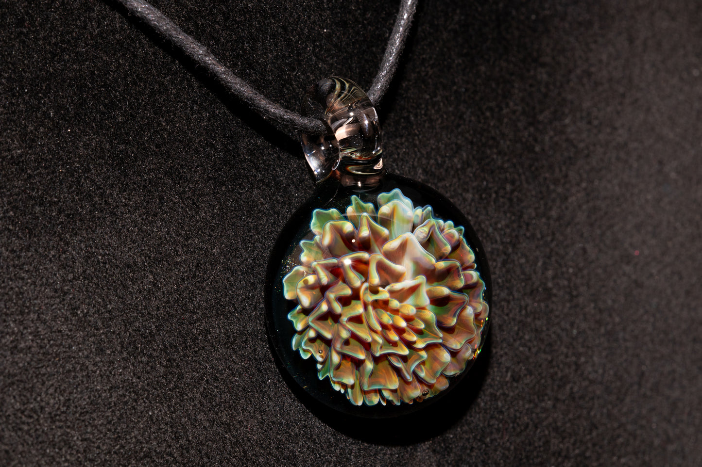 Dahlia Glass Art Pendant | Handcrafted Necklace Jewelry | Heady Glass Collectible