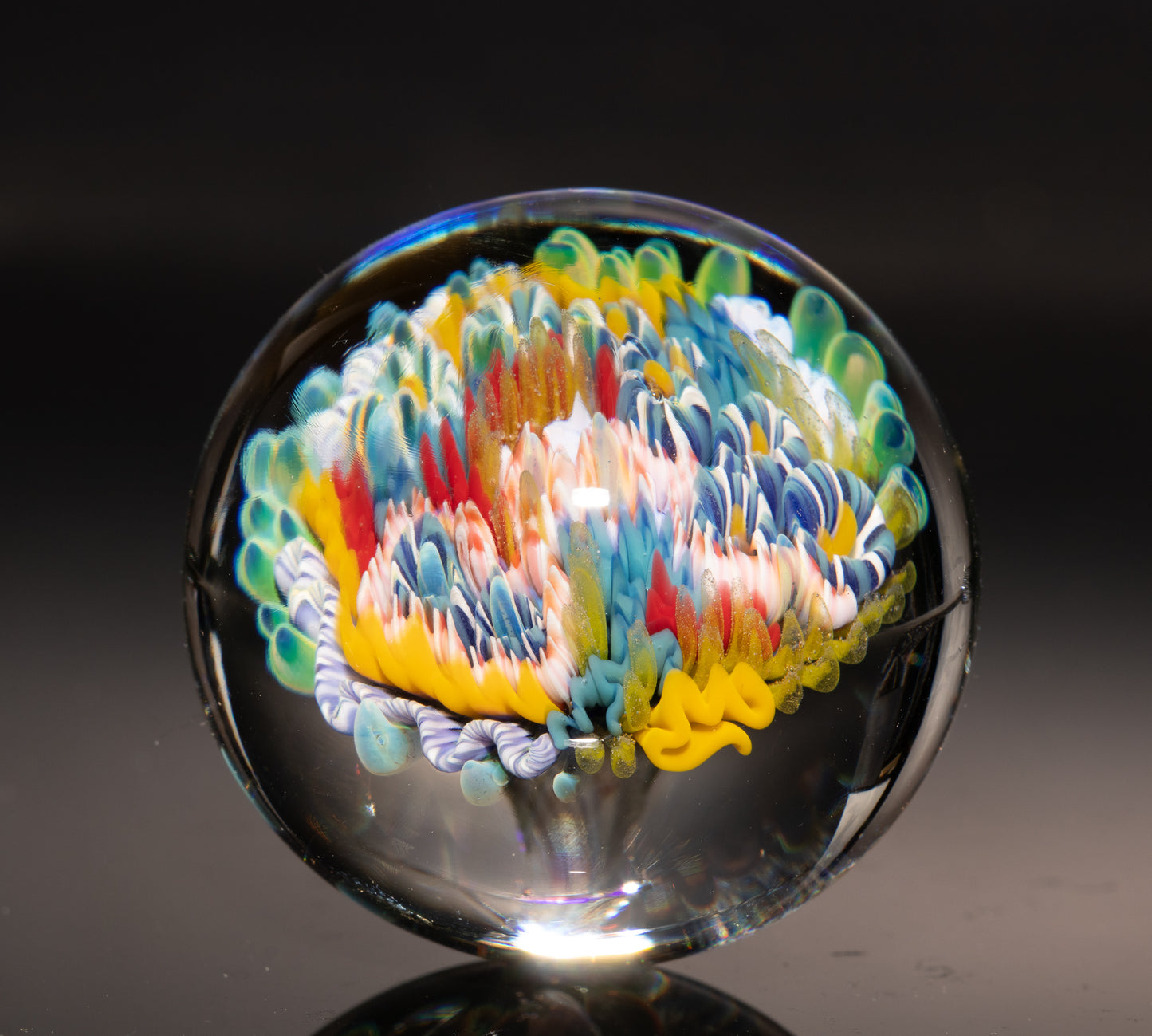 Ocean Reef Glass Marble | Handmade Borosilicate Collectible | Coastal Decor Art Piece | Diving Enthusiast Gift