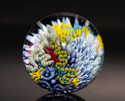 Coral Reef Glass Marble | Ocean Inspired Borosilicate Art | Handmade Collectible Display Marble | Beach Lover Gift