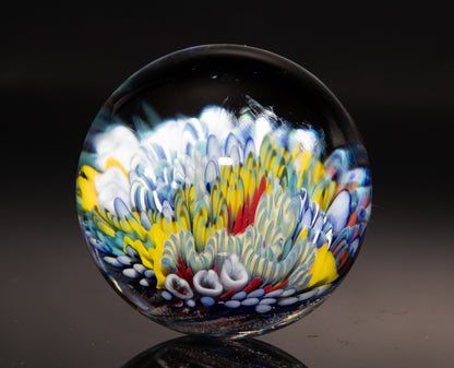 Coral Reef Glass Marble | Ocean Inspired Borosilicate Art | Handmade Collectible Display Marble | Beach Lover Gift