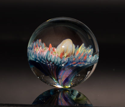 Handmade Coral Reef Glass Marble | Ocean Inspired Collectible Sphere | Beach House Decor | Diver Gift Idea