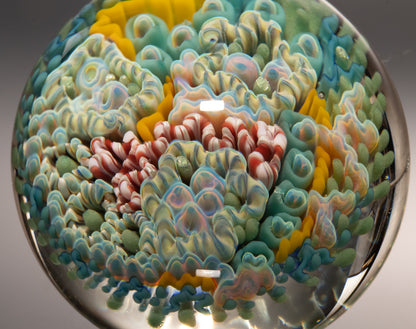 Coral Reef Display Marble | Handmade Borosilicate Ocean Sphere | Coastal Collector Art | Beach Inspired Gift