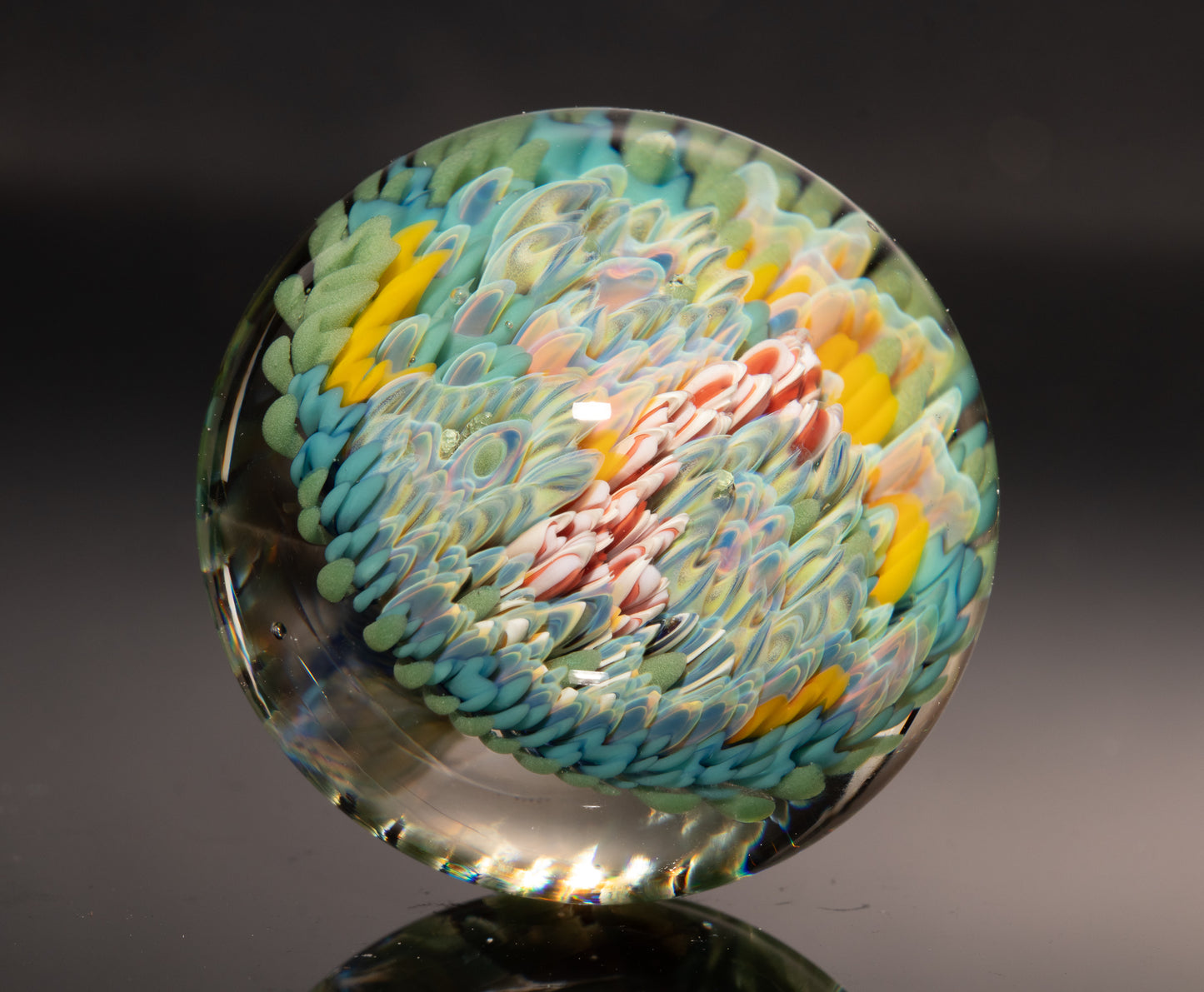 Coral Reef Display Marble | Handmade Borosilicate Ocean Sphere | Coastal Collector Art | Beach Inspired Gift