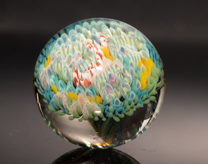 Coral Reef Display Marble | Handmade Borosilicate Ocean Sphere | Coastal Collector Art | Beach Inspired Gift