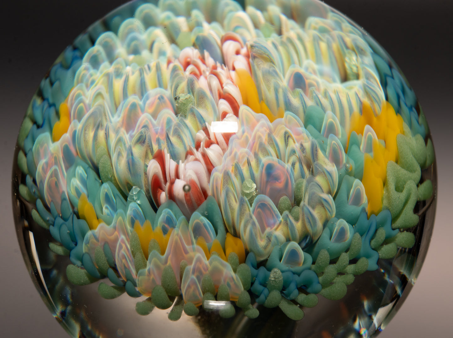 Coral Reef Display Marble | Handmade Borosilicate Ocean Sphere | Coastal Collector Art | Beach Inspired Gift