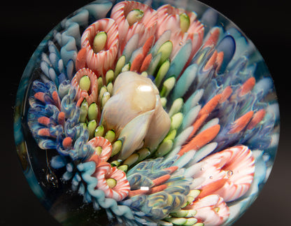 Handmade Coral Reef Glass Marble | Ocean Inspired Collectible Sphere | Beach House Decor | Diver Gift Idea