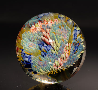 Deep Sea Glass Marble | Coral Reef Implosion Art Sphere | Handmade Borosilicate Collectible | Ocean Lover Gift