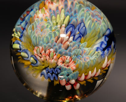 Deep Sea Glass Marble | Coral Reef Implosion Art Sphere | Handmade Borosilicate Collectible | Ocean Lover Gift
